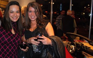 Amy Segreti, left, and friend Julie Dickinson at Tesla party.