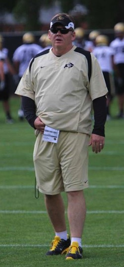 Coach Dan Hawkins during an August team practice (Photo:CUBuffs.com)