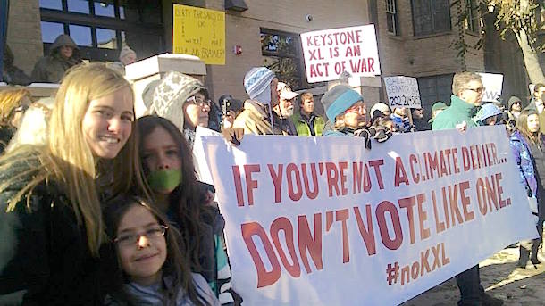 Demonstrators at Sen. Bennet's office Nov. 17 (Source: 350.org)